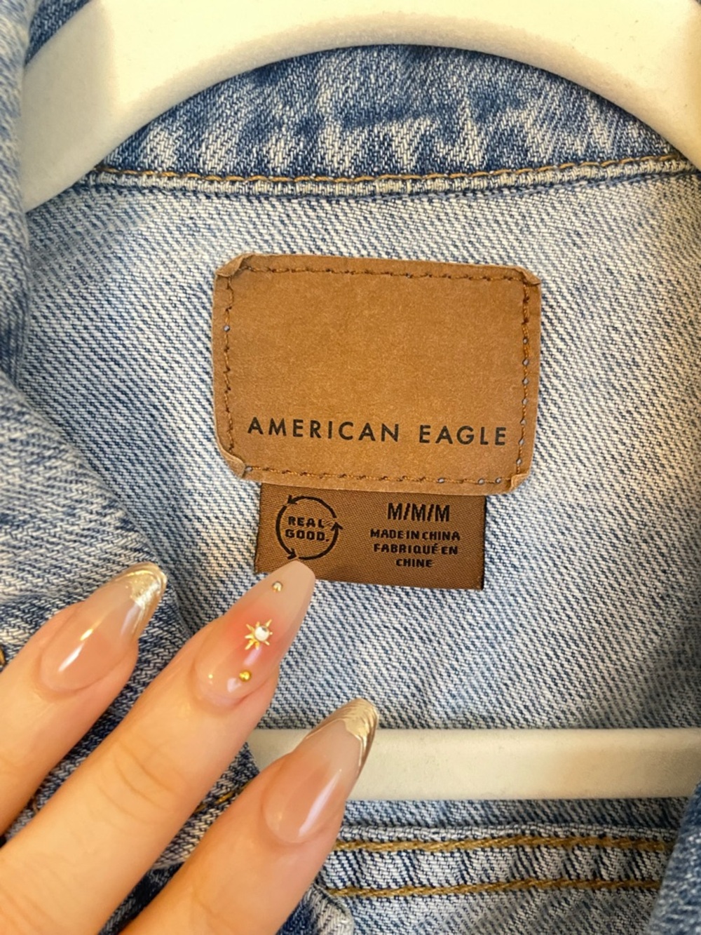 American Eagle blue denim button up vest collared size medium - Picture 3 of 4